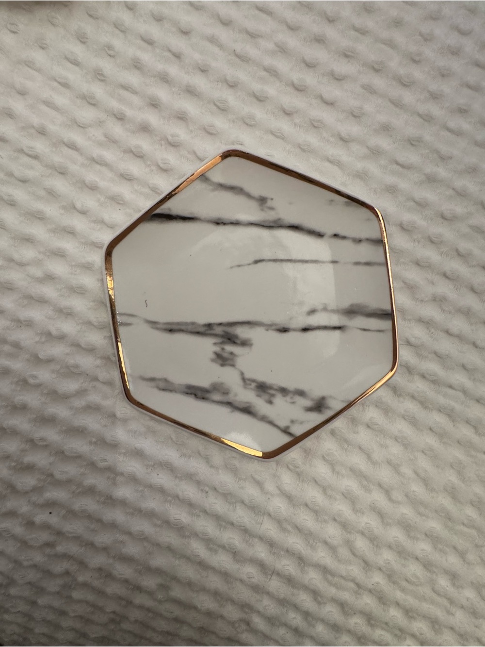 Marble Hexagon Tray with Gold Trim - White and Black